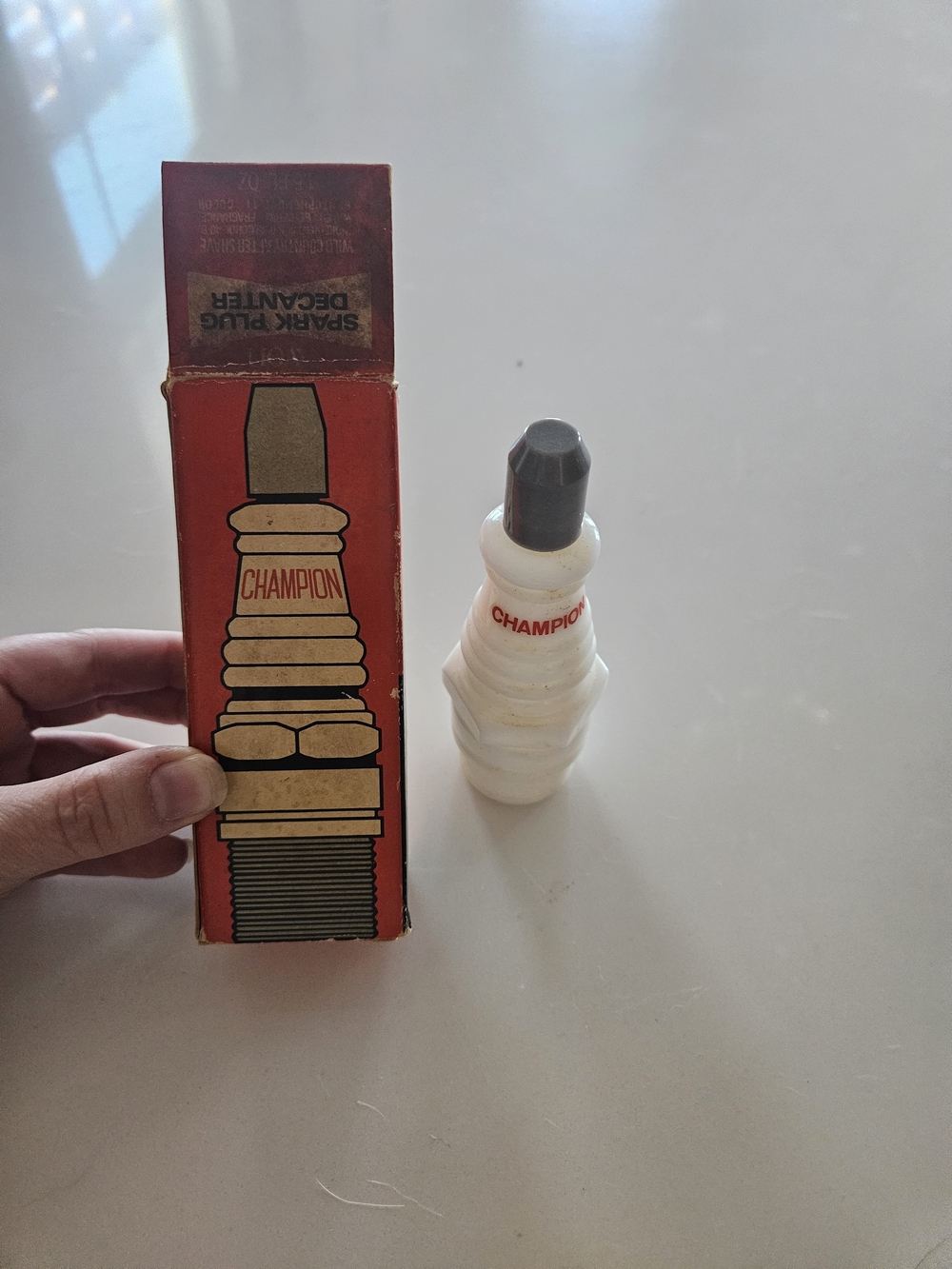 Vintage Avon Champion White and Gray Spark Plug After Shave Bottle And Box